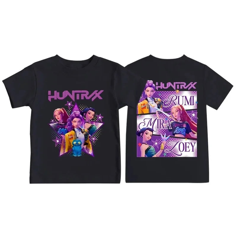 HUNTRIX K-POP Demon Hunters style Kids Tshirt - BLACK