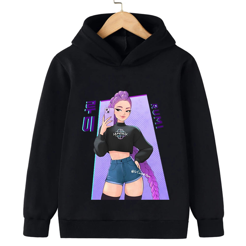 HUNTRIX K-POP Demon Hunters style KIDS Hoody - BLACK