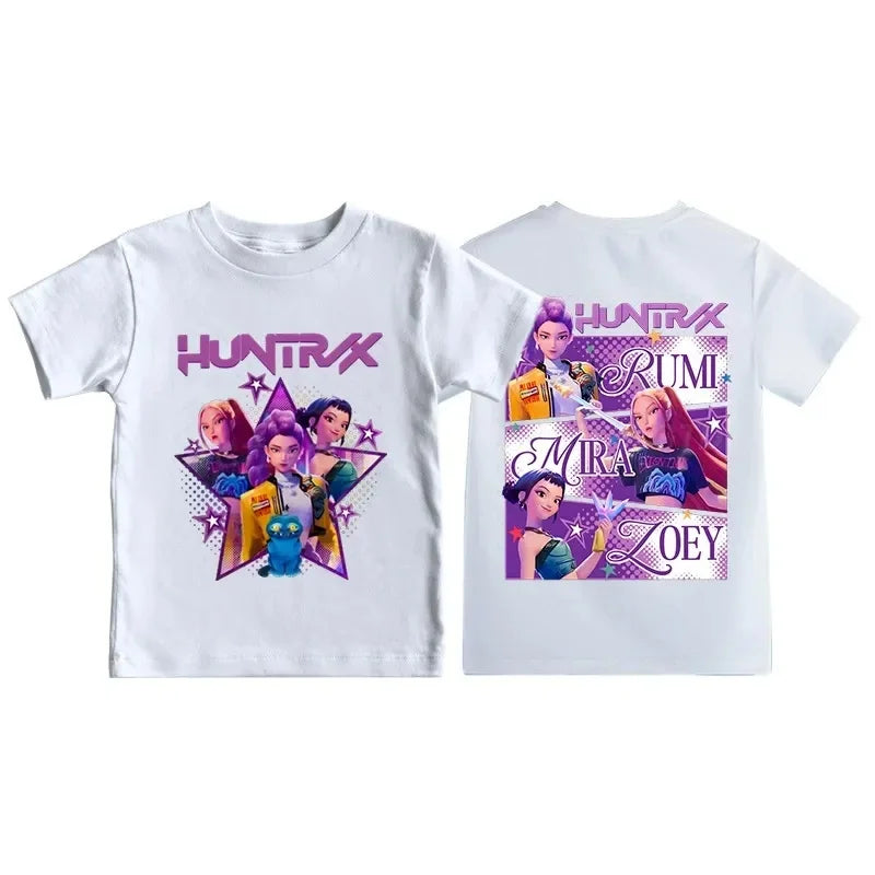 HUNTRIX K-POP Demon Hunters style Kids Tshirt - WHITE