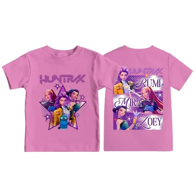 HUNTRIX K-POP Demon Hunters style Kids Tshirt - PINK