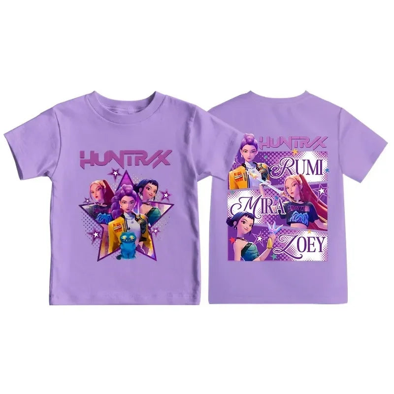 HUNTRIX K-POP Demon Hunters style Kids Tshirt - PURPLE